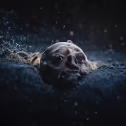 a close up of a person laying in water