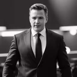a man in a suit and tie standing up