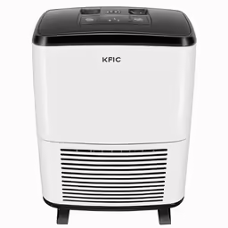 a small white portable air conditioner on a white background