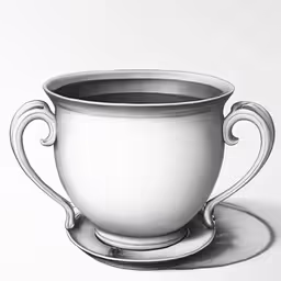 a cup on top of a white plate