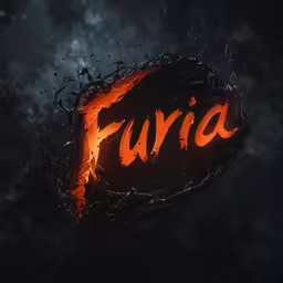the word furia written with dark background