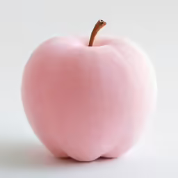 the apple is pink in color and made from powdered dough