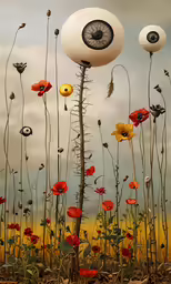 a very tall sculpture with a clock and flowers