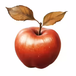 an apple has three leafs on the top of it