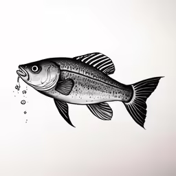 this is a drawing of a fish and bubbles
