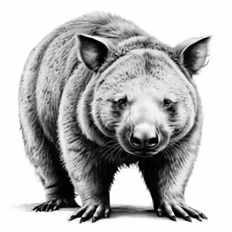 black and white drawing of a grizzly bear