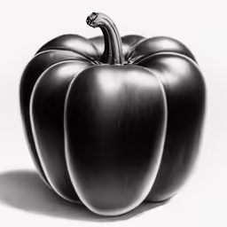 a black and white photo of a large pepper