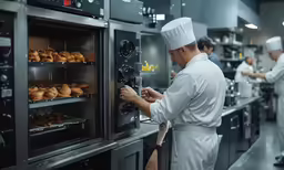an image of chefs working at the oven