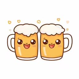 two mugs of beer with foamy bubbles on them