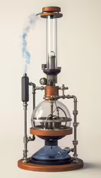 an image of a big science apparatus with blue steam coming from it