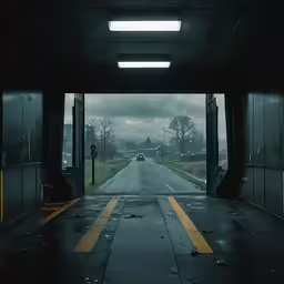 there is a long hallway leading to another tunnel