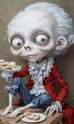 a digital artwork of a creepy looking woman