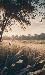 the grass is very tall, and it has high grass and trees
