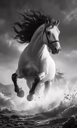 an artistic photo of a horse galloping in the ocean