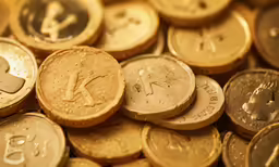 the coins have been placed neatly and show the different faces