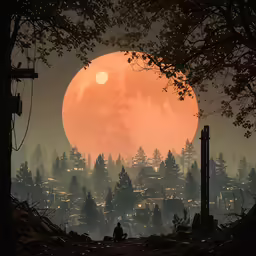 people sitting on a hill with the sun going down