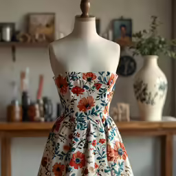 a mannequin made up of various flowers on top of a display