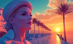 a woman standing in front of the ocean
