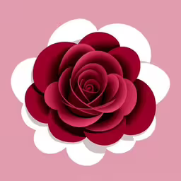 a pink flower on a pink background,a pink flower with a white center,a large red rose in the middle of a pink background,a beautiful red flower on a light pink background,an abstract paper flower in red on a pink background