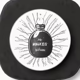 a black and white plate with a logo