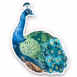 a large bird with very many colorful colors
