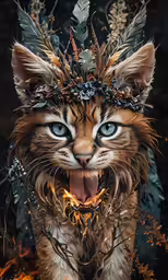 an animal with wings and feathers in his head