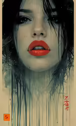 an image of a woman with bloody lips