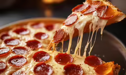 a slice of pizza is being removed by a spatula