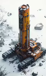 an orange device is seen on the ground
