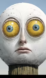 the large yellow eyes and head have big yellow centers