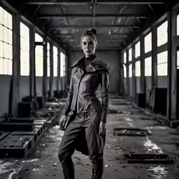 a woman with her arms on her hips in a building
