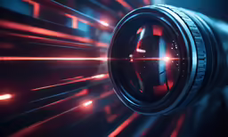 a zoom lens with lights shining through it