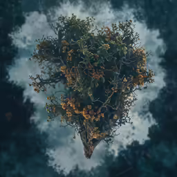 the top view of trees with yellow flowers