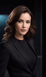 a woman wearing black clothes and posing for a photo