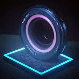 a lens that is sitting on top of a block