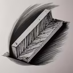 a pencil drawing of a structure with a curved ceiling