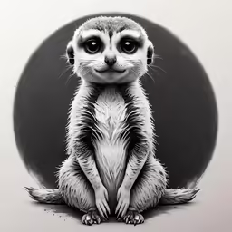 a black and white image of a meerkat