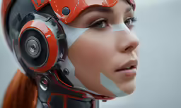 an image of a woman with earmuffs in her face