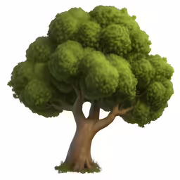 a drawing of a tree without leaves and the top branches on the large tree have some green leaves