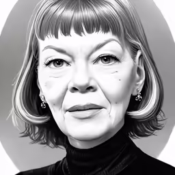 a woman with bangs has a black and white photo