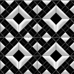 a wall has white squares and black diamonds on it