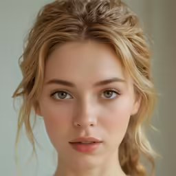 the woman has long hair and blue eyes