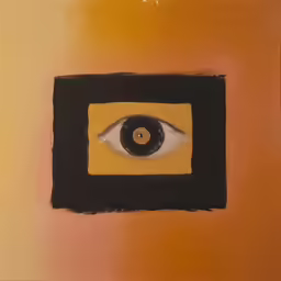 a yellow square with an eye on it in the middle