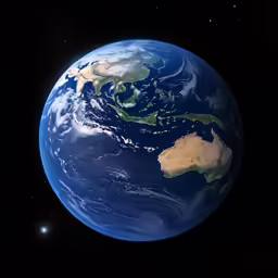 the earth is illuminated in the middle of a night sky