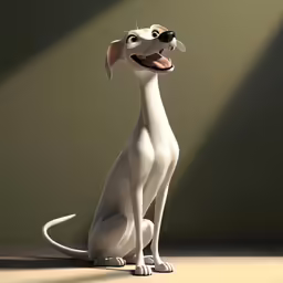 a dog is sitting and looking in different directions