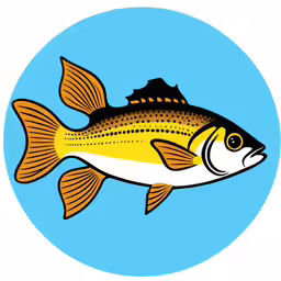 a fish on a blue background in a circle