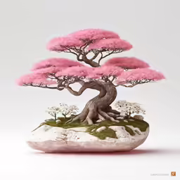 the bonsai tree is in the small rock