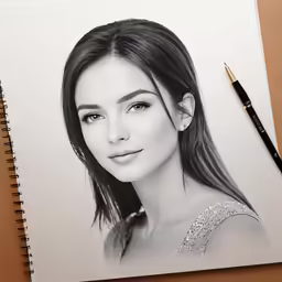 this is a sketch of the face of an asian woman