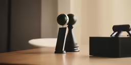 a close up of two black and brown statues