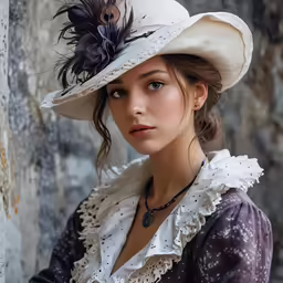 a beautiful young lady wearing a white hat